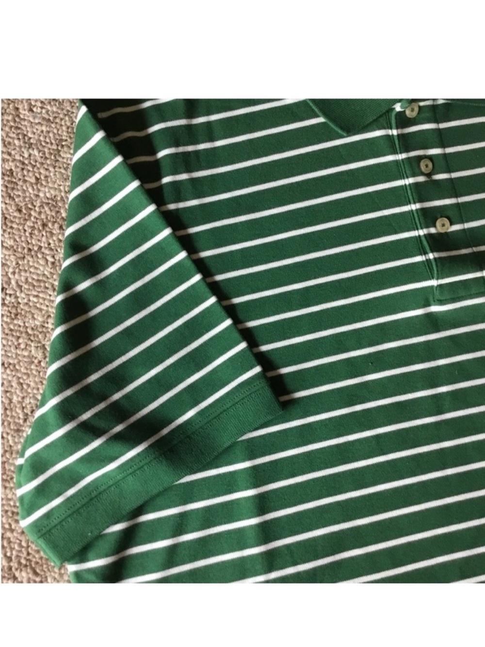 Lands' End Men’s XL Pima Cotton Polo Shirt Green White Striped Golf Polo NWT - Picture 4 of 7